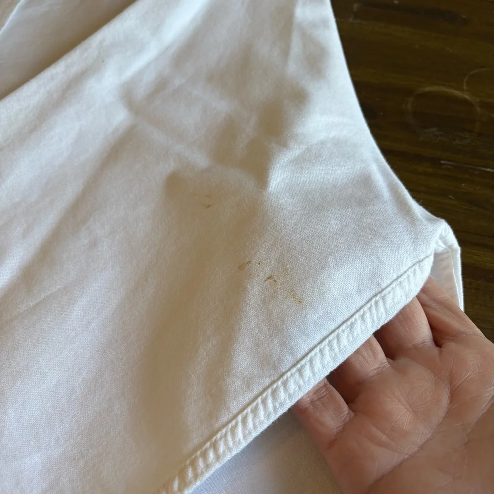 Vintage Disney Store Mickey Chest Logo Long Sleeve Button Down White Cotton Flaw